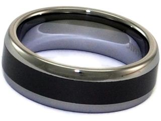 Tungsten Carbide Ring With Seamless Black Ceramic Inlay (Forever Polish)
