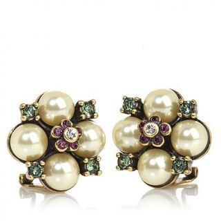Heidi Daus "Passion For Pretty" Crystal and Simulated Pearl Floral Earrings
