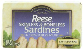 Reese Skinless and Boneless Sardines in 100% Olive Oil, 4.375 Ounce (Pack of 10)  Packaged Meats And Seafoods  Grocery & Gourmet Food