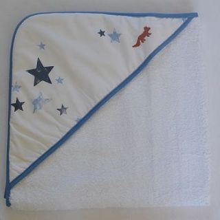 stars organic cotton hooded baby towel by quick brown fox of dulwich