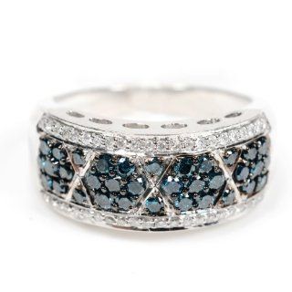 Blue & White Diamond Band Ring Sterling Silver Fine Women's Jewelry Jewelry