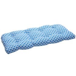 Outdoor Blue and White Geometric Wicker Seat Cushions (Set of 2) Pillow Perfect Outdoor Cushions & Pillows
