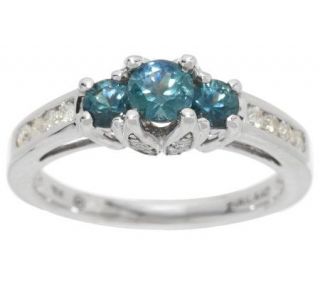 0.85 ct tw Montana Sapphire & Diamond 3 Stone Ring, 14K Gold —