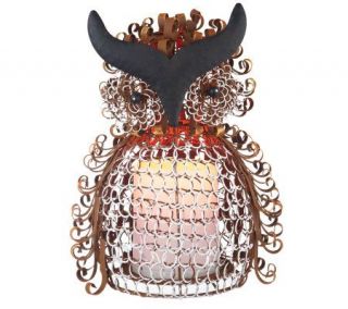 Home Reflections Metal Owl w/ Flameless Candle & Timer —