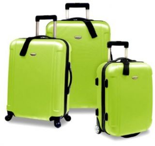 Travelers Choice Freedom 3 Piece Lightweight Hard Shell Spinning Rolling Luggage Set, Apple Green, Large Clothing
