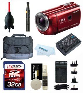 Sony HDR PJ380 PJ380 DRPJ380/R (Red) + Battery + 32GB (10) + Camera Bag + Travel Charger  Camcorders  Camera & Photo