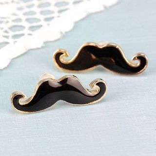 enamel moustache earrings by lisa angel