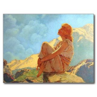 Maxfield Parrish Morning Girl and Sky Landscape Post Cards