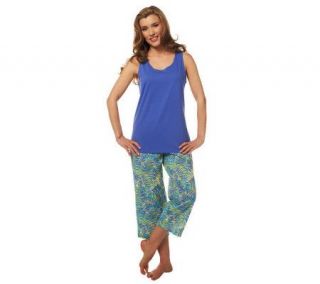 Liz Claiborne New York Leaf Print Top and Capri Pajama Set —