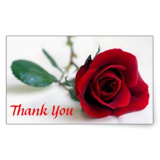 Thank You Red Rose Greeting Stickers & Labels