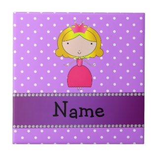 Personalized name princess purple polka dots ceramic tile