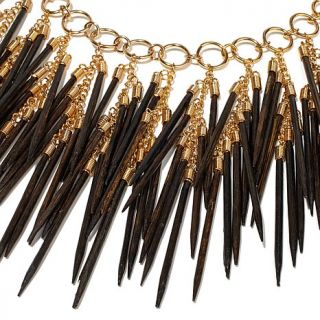 R.J. Graziano "Tribal Beat" Layered Wood Dangle Goldtone 18" Necklace