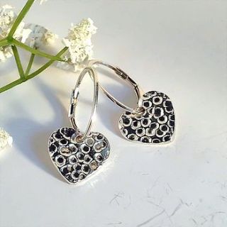 silver heart hoop earrings by finishing touches