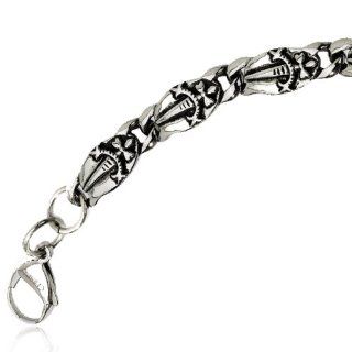Men's Stainless Steel Bow and Dagger Bracelet Jewelry