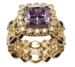 Erica Courtney Diamonique VictoriaSimulat Amethyst Ring, 14K Gold Clad —