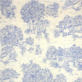 54'' Wide Harvest Toile Light Blue/Ivory Fabric By The Yard