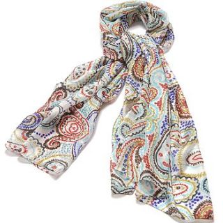 large 'vivid paisley' pure silk scarf by wonderland boutique