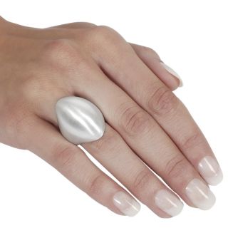 Silvertone Brushed Finish Oval shaped Dome Ring Fashion Rings