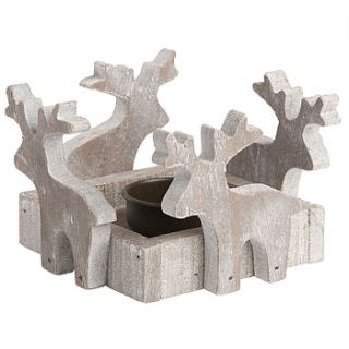 wooden reindeer tea light holder by the contemporary home