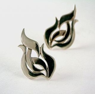 silver flame stud earrings by charlotte cornelius jewellery design