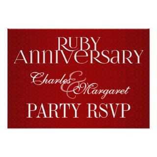 40th Ruby Wedding Annivsersary RSVP Custom Invites