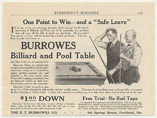 1912 E.T. Burrowes Billiard Pool Table Print Ad  