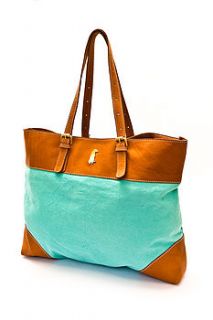 leather and canvas tote bag by betty & betts