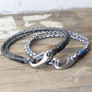 mens double strand leather bracelet by lisa angel