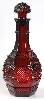 Vintage Avon Red Ruby Glass   The 1876 Cape Cod Collection   Wine Decanter with 4 Goblets  