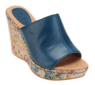B.O.C by Born Dianna Leather Wedge Sandals with Floral Detail —