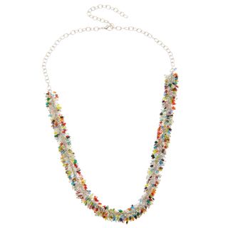 Multi Colored Glass Bead Chip Necklace (India) Necklaces