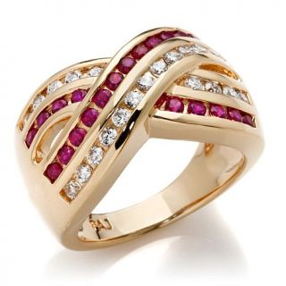 Technibond® 1.4ct Created Ruby and CZ "X" Band Ring