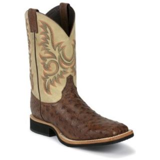 Justin Men's Aqha Full Quill Ostrich Cowboy Boot Square Toe Shoes