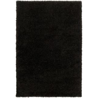 Abstract Woven Black Luxurious Soft Shag Rug (67 X 96)