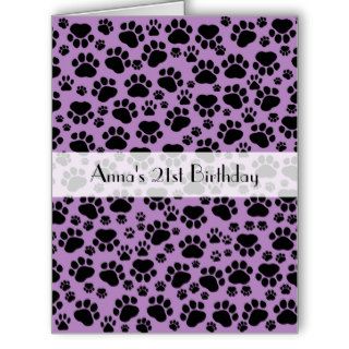 Birthday   Dog Paws, Paw prints   Purple Black Card