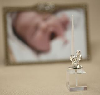 silver cherub candleholder by vivi celebrations