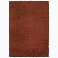 Handwoven Red/brown Viscose Mandara Shag Rug (26 X 76)