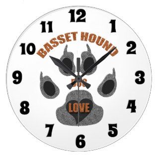 Basset Hound Dog Breed Paw Print Clock