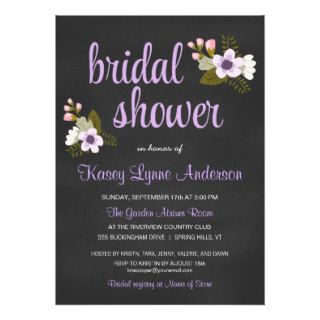 Chalkboard Floral Bridal Shower Invitations