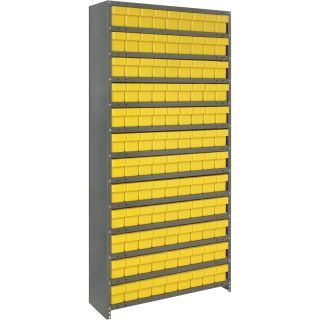 Quantum Storage Closed Shelving System With Super Tuff Drawers — 12in. x 36in. x 75in. Rack Size, Yellow Bins  Single Side Bin Units