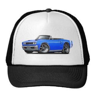 1969 Coronet RT Blue White Double Scoop Hood Hats