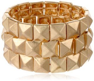 Steve Madden Gold Pyramid Stretch Bracelet, 7.5" Jewelry