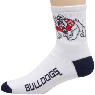 NCAA Fresno State Bulldogs Dual Color Team Logo Crew Socks   White Slippers Shoes
