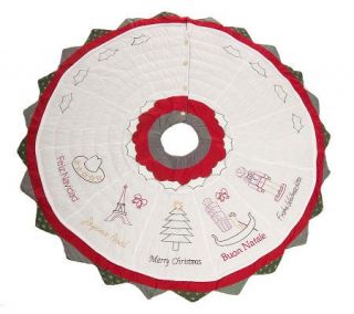 Merry Christmas From Around The World Quilted Tree Skirt —