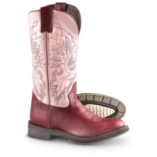 Women's Double   H Boots 12 inch Western ICE Pull   on Boots Burgundy / Pink, BURG/PINK, 6 Shoes
