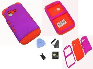 5 in 1 Combo for Samsung S390g   3 piece Hybrid High Impact Cover Case   Hot Pink / Orange + Ooki� Screen Protector+ Ooki� Stylus Pen + Ooki� Case Opener + Microfiber Pouch Bag 