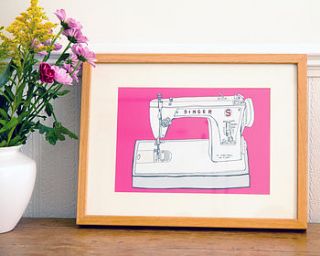singer sewing machine art print by rebekah leigh marshall art.illustration.design