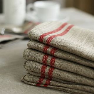 set of four linen striped napkins by country touches