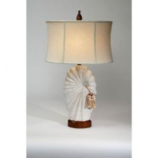 The Natural Light Eye Of The Storm White One Light Table Lamp with Linen Brussels Oatmeal Oval Shade    
