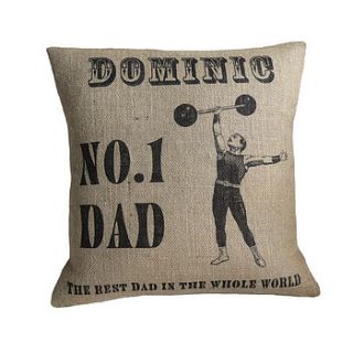 personalised 'dad number one' cushion by vintage designs reborn